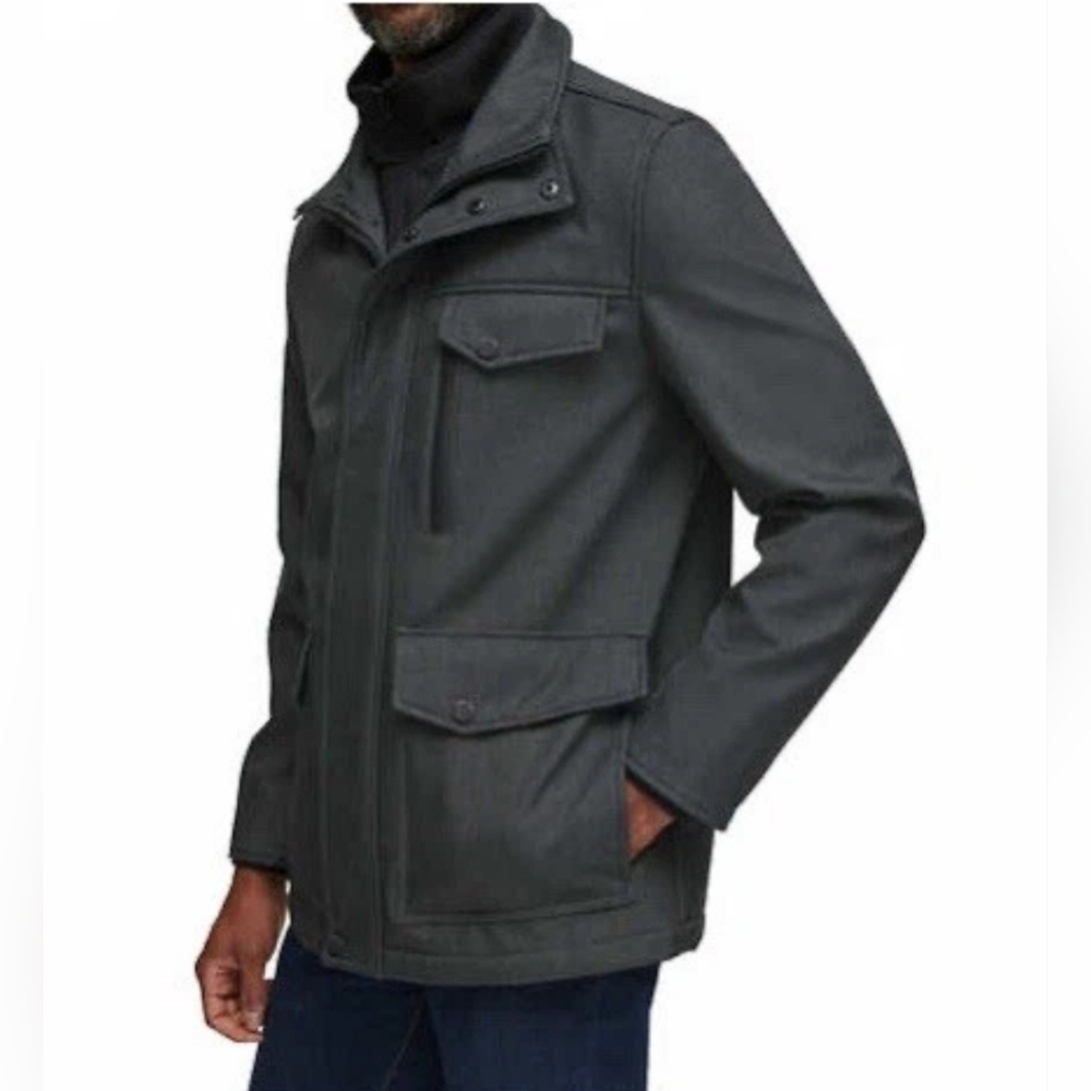Marc New York Andrew Marc Wool Blend Utility Jacket Mens L Dark Gray Full Zip